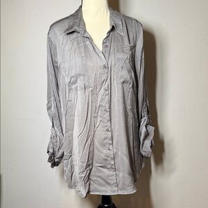 Chic Gray Satin Blouse